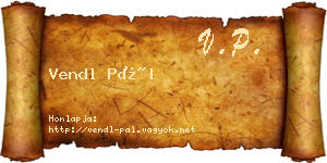 Vendl Pál névjegykártya